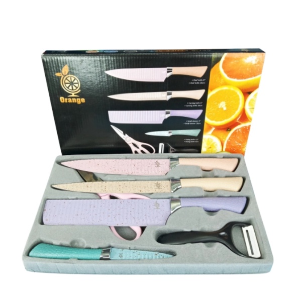 PISAU KITCHEN KNIVES SET 6PCS DJ-3 Orange