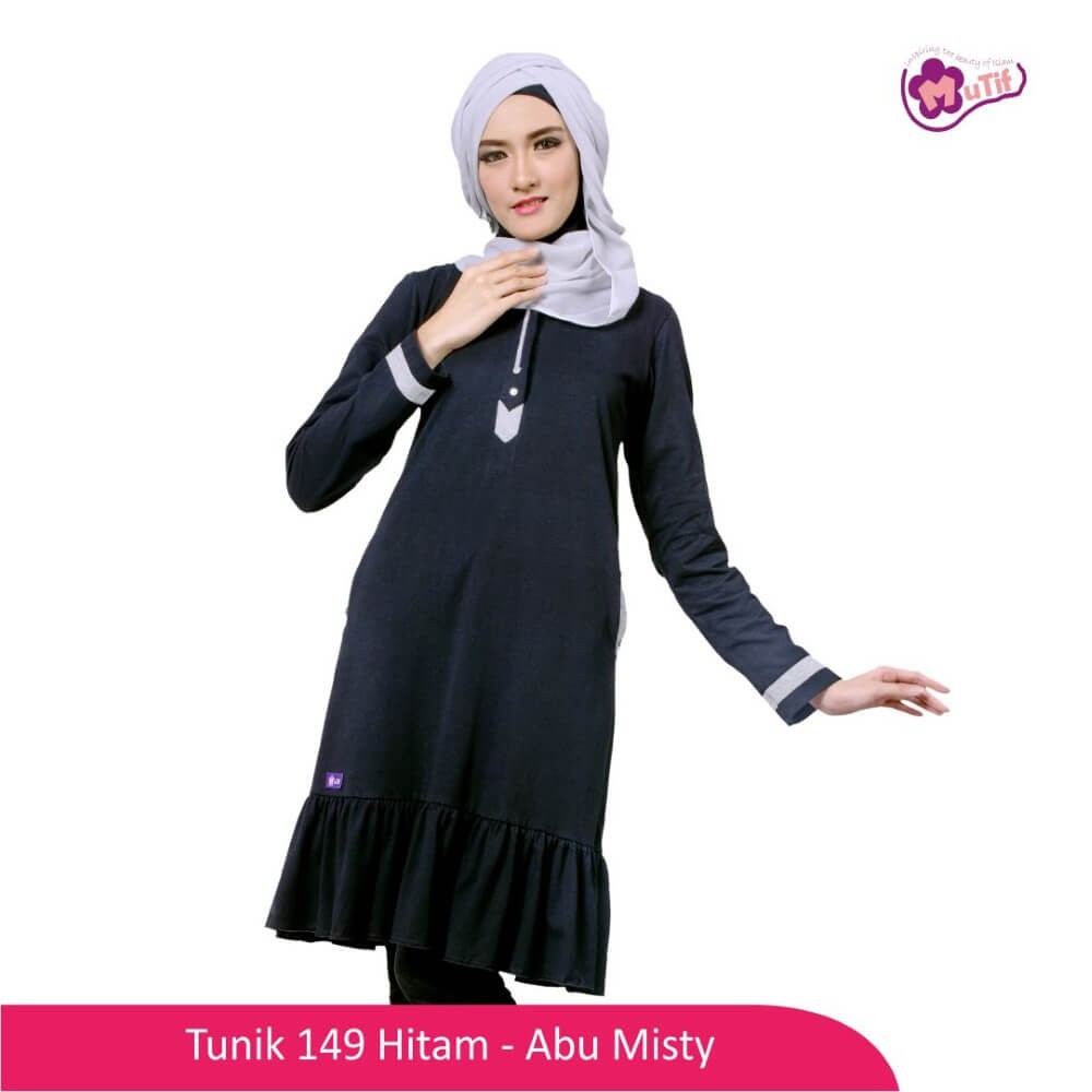 Tunik Mutif MTIF - 149A Hitam - Abu Misty 71