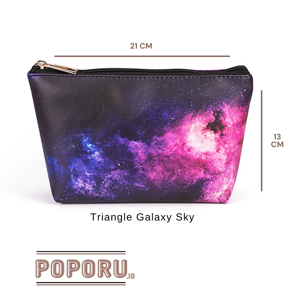 POPORU GALAXY SKY black pouch 3 types - cosmetics bag organizer for make up - tas tempat kosmetik