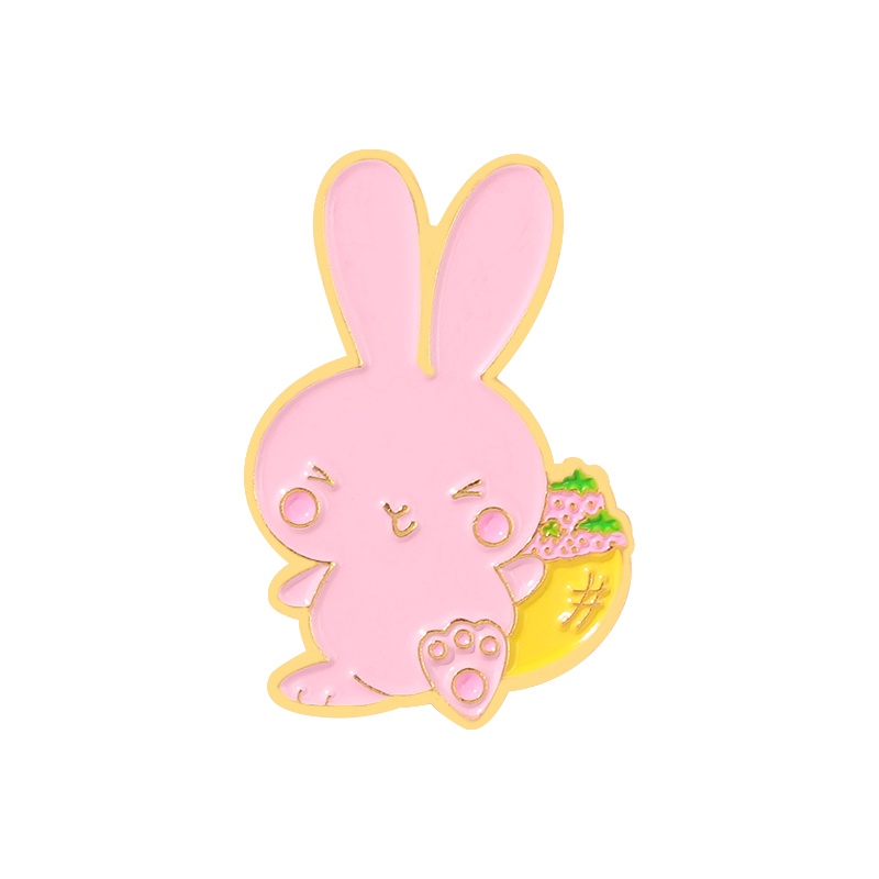 Cartoon Pink Rabbit Pin Cute Animal Badge Brooch Lapel Pin Gift for Friend