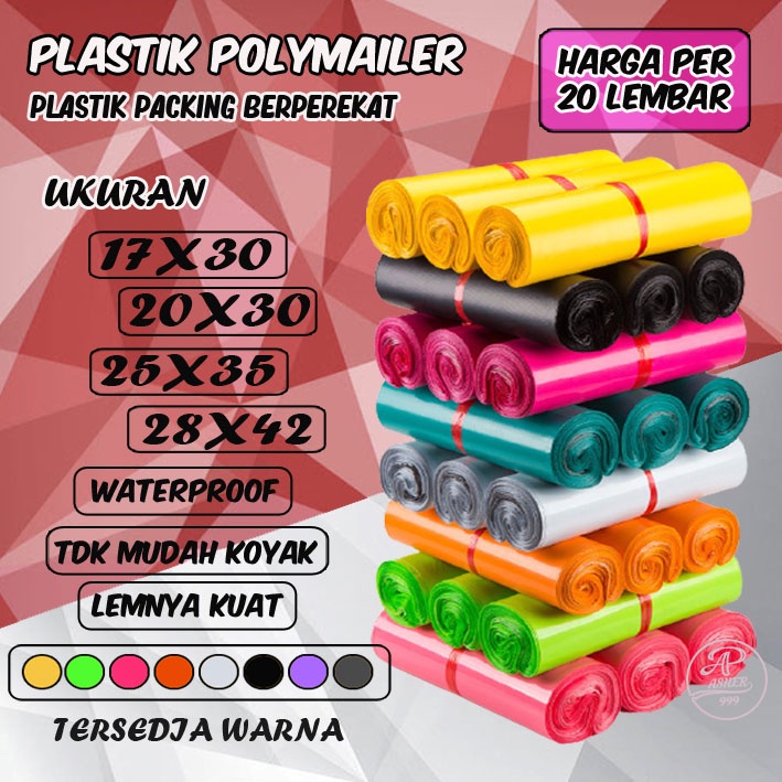 ✅TERMURAH 100 PCS PLASTIK PEKING POLYMAILER  PREMIUM TEBAL WARNA LENGKAP LEM Kantong Amplop Packing Online Shop