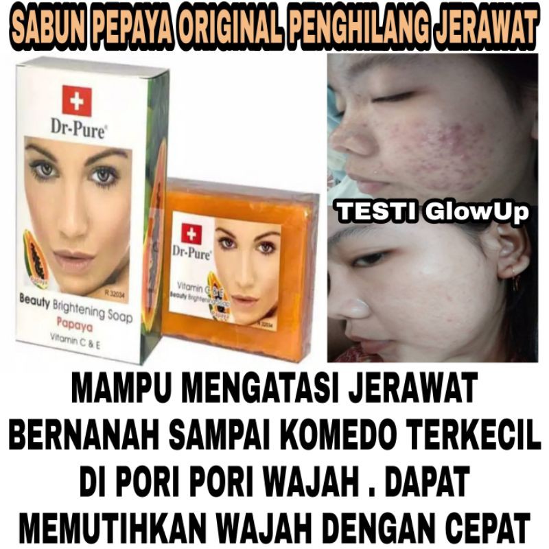 SABUN WAJAH PEMUTIH DR PURE PAPAYA BEAUTY BRIGHTENING SOAP ORIGINAL BPOM - SABUN PEPAYA