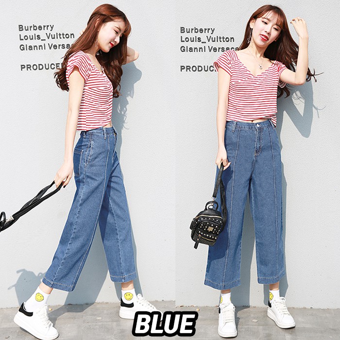 KARAKOREA 6036 Penelope Denim Pants Celana panjang Celana Jeans denim /Boyfriend/celana jeans wanita/Jeans Korea/celana wanita