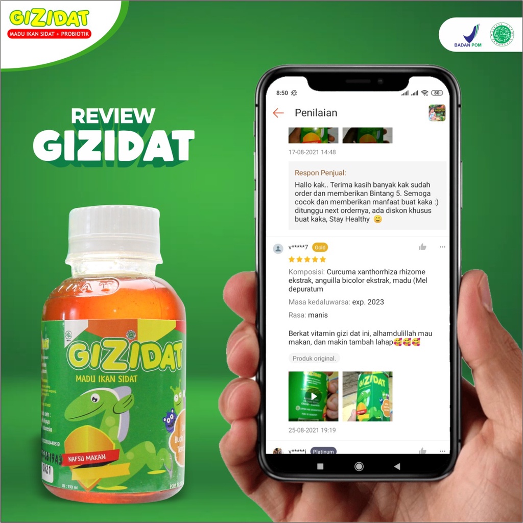 Paket Nafsu Makan Isi 2 Botol Gizidat - Original Madu Penambah Nafsu Makan Berat Badan Anak &amp; Bayi Ekstrak Ikan Sidat Temulawak Tingkatkan Imunitas Tubuh Si Kecil Perlancar Pencernaan Cerdaskan Otak Anak Isi 130ml