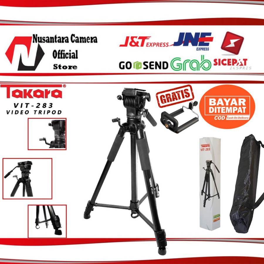 Tripod Video Proffessional Takara VIT 283 Fluid Head - kaki kamera