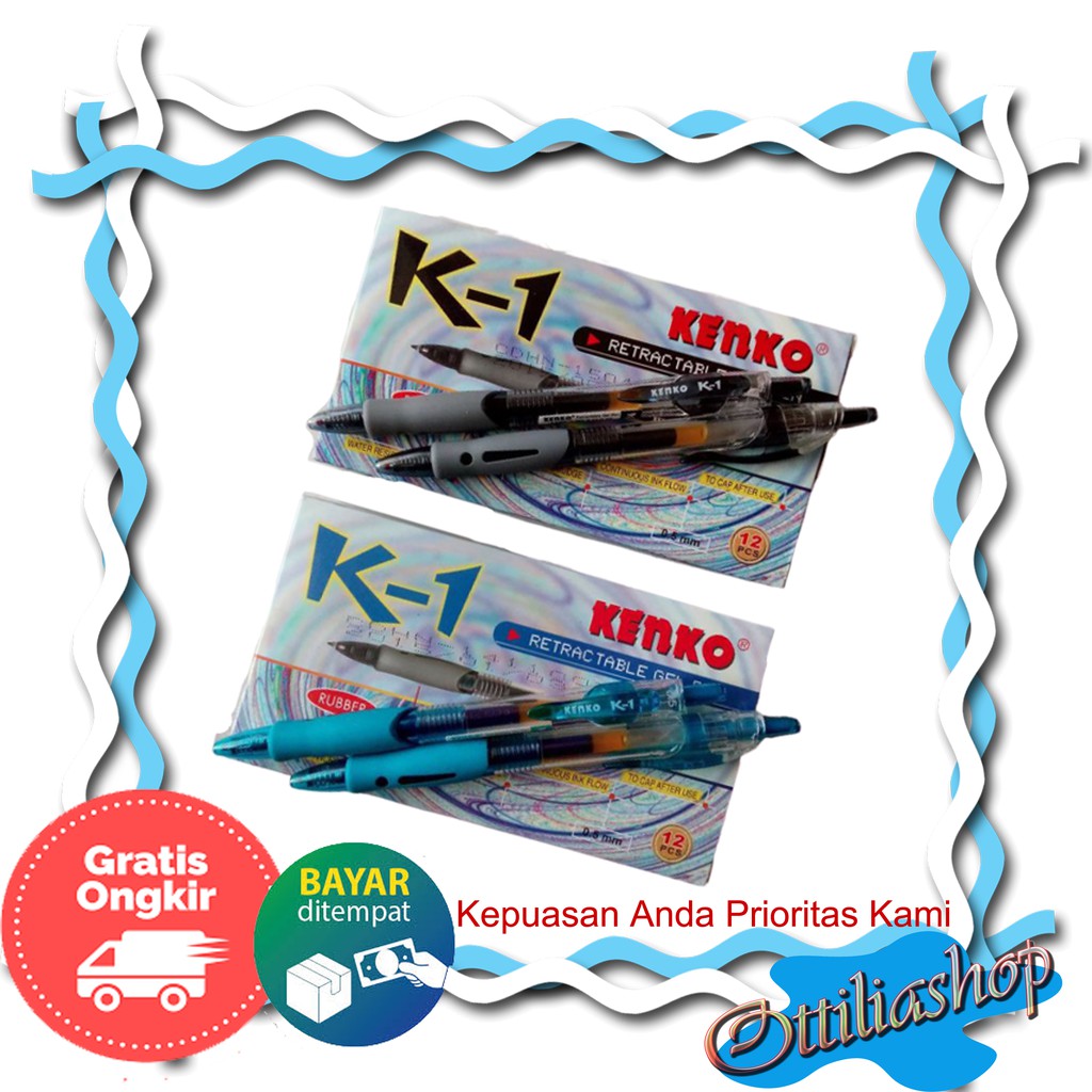 

PULPEN KENKO K1 BOLPOINT KENKO BOLPOIN GEL RETRACTABLE PEN 0,5 HITAM BIRU