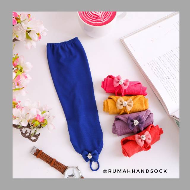 jual handsock tangan premium bahan jersey Handsock pearly bow / produsen handsock manset bandung