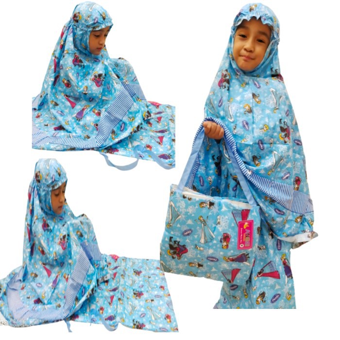 mukena anak karakter frozen tas sajadah tebal/bahan katun berkualitas  dan bisa bayar ditempat/COD