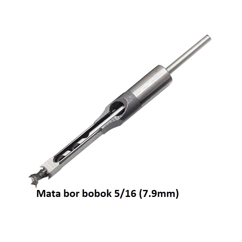 Mata Bor Kayu Bobok Mortising Square Chisel Drill bit 1/4 5/16 3/8 1/2 Lubang Kunci Kusen-5/16 (8mm)