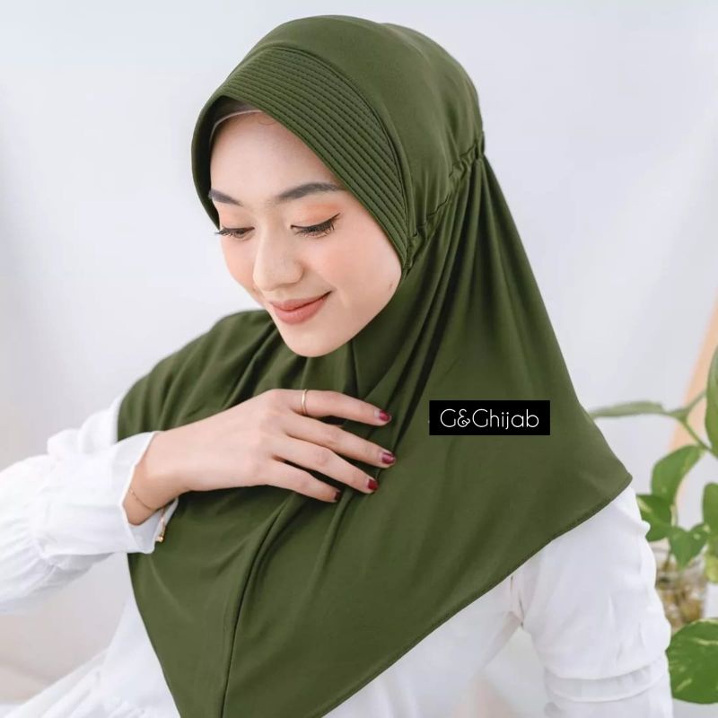 Jilbab Bergo Serut Hamidah Jersey Premium//Hijab Serut Hamidah//Bergo Serut Hamidah