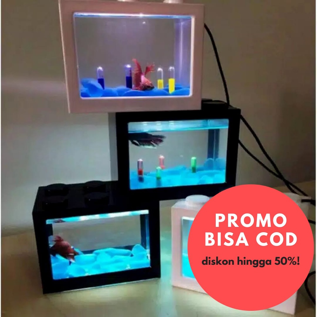 [free Batu & LED ] aquarium cupang mini lego tank cupang akuarium akrilik ikan hias kecil murah unik