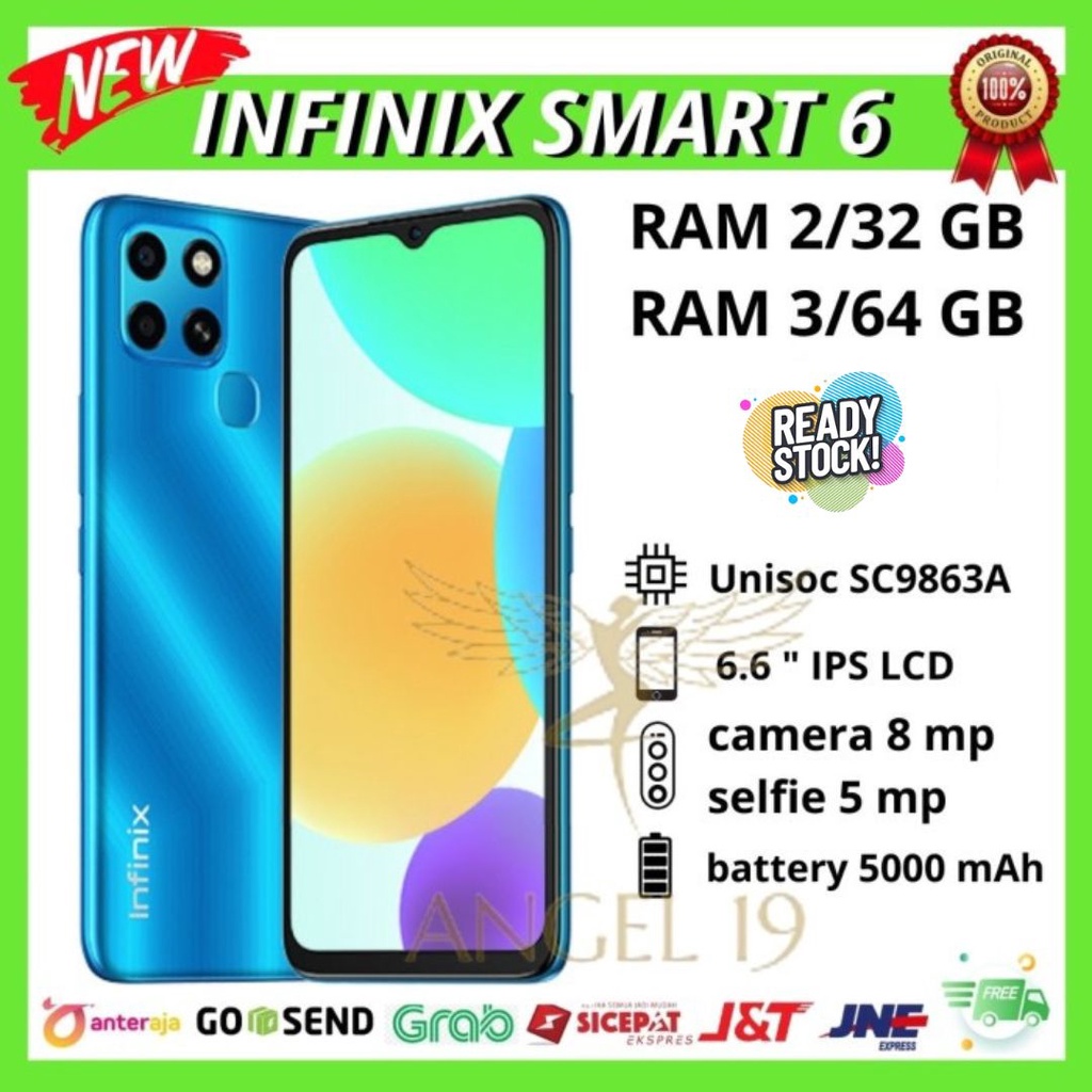 infinix smart 6 3 64 gb garansi resmi  smart 6 2 32 gb garansi resmi