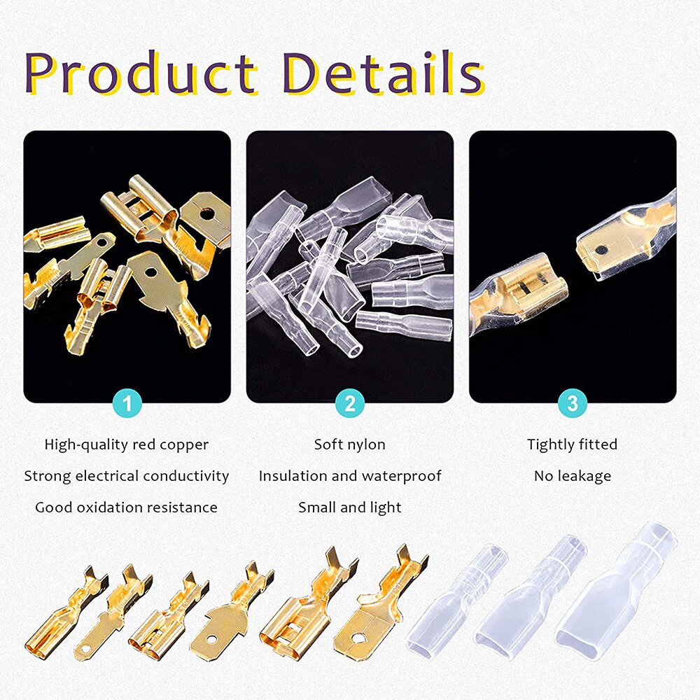 Cable Lug Skun Kabel Terminal Aki Female Male Karet Universal 315 Pcs