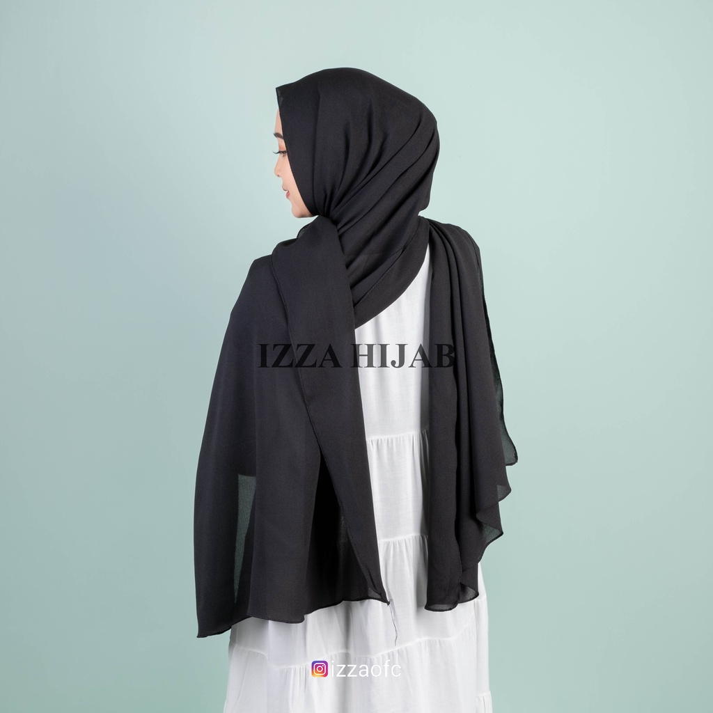 -/+(175cm x 75 cm) JILBAB HIJAB PASHMINA DIAMOND POLOS /PASHMINA SABYAN-Hitam size 175×75