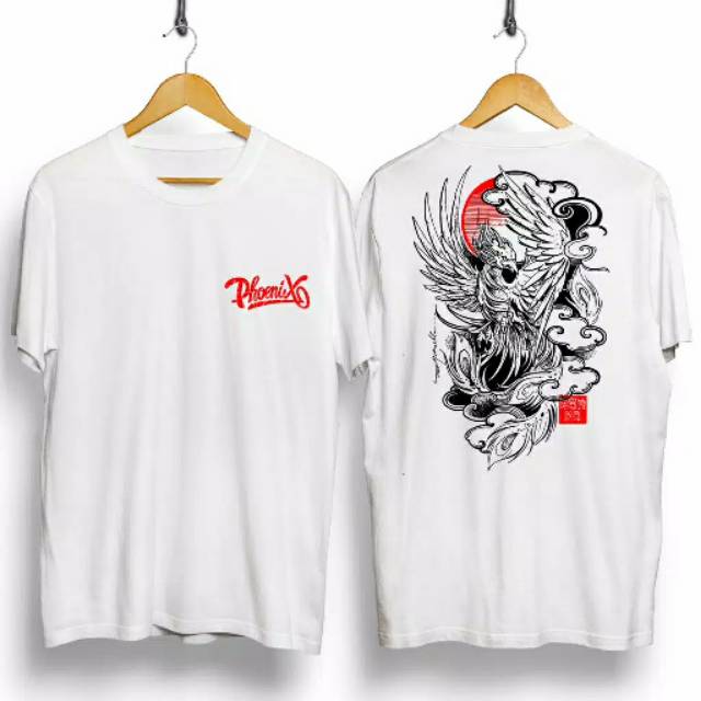 Fourfashion Kaos Pria Kaos Distro PHOENIX Japan White CN685