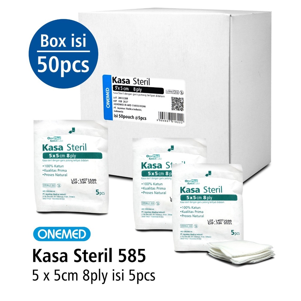Kasa Steril 585 Onemed 5 x 5 Cm 8 Ply Isi 5 Pcs Box Isi 50 Pcs OJB