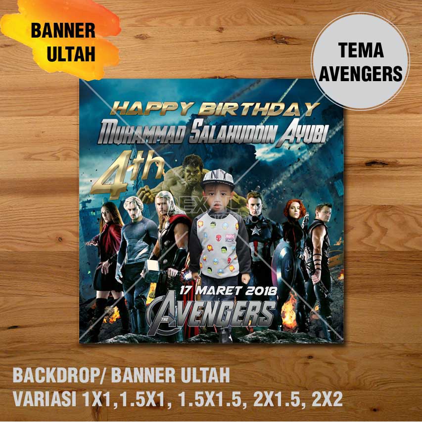 AVENGERS BANNER/ BACKDROP/ SPANDUK ULANG TAHUN UL-TAH