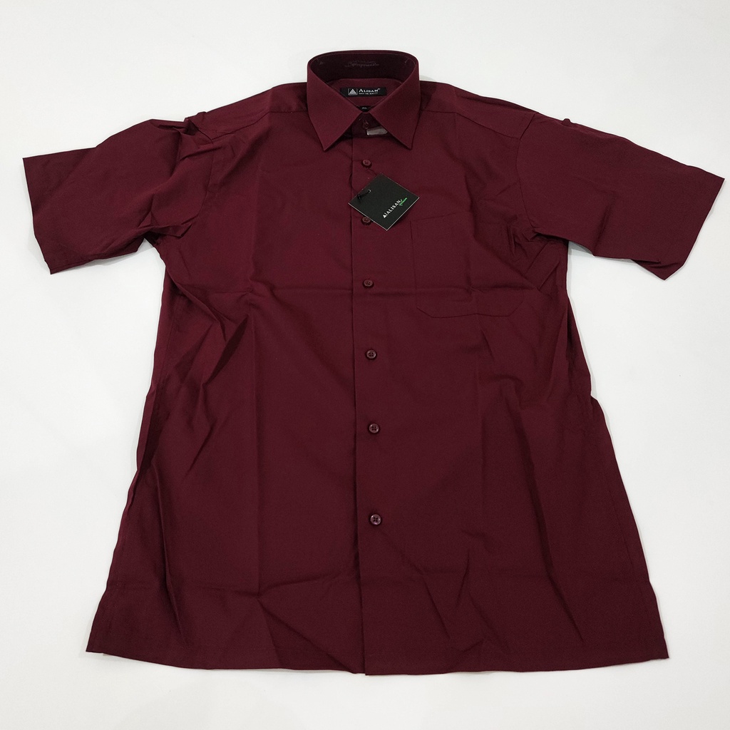 Kemeja ALISAN Polos Lengan PENDEK Regular Fit ( MERAH BATA , MERAH , MAROON , MERAH HATI )