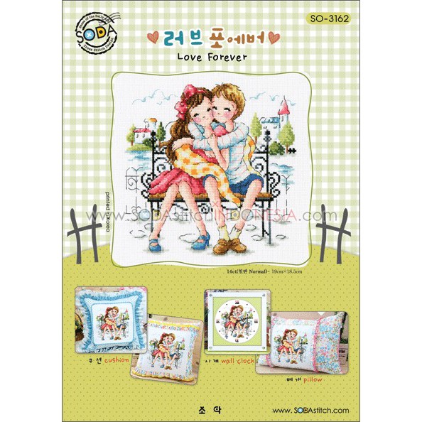 Paket DIY Craft Sulam Kristik Strimin Sodastitch SO-3162 - Love Forever Korea Couple