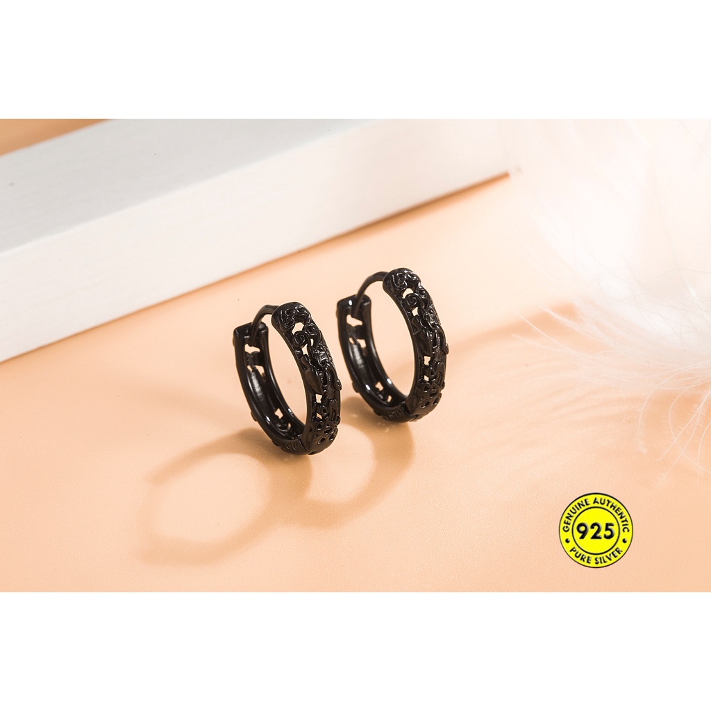 Anting Klip Hollow out Bahan Sterling Silver Untuk Wanita