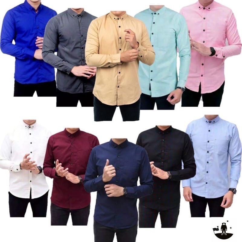 Warna Lengkap TERMURAH Kemeja Polos Kerja Kantor Formal Lengan Panjang kemeja cowok polos lengan panjang slimfit hem pria kantor hitam navy putih maron army