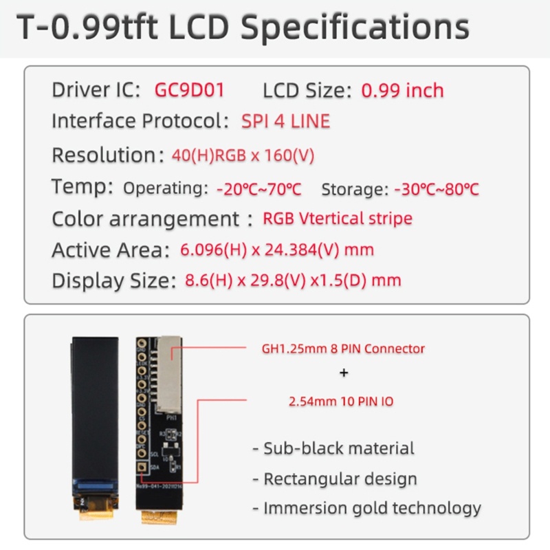 Bunga LILYGO® Ttgo T-0.99Inch Papan Sirkuit Ekspansi Tampilan LCD GH1.25mm
