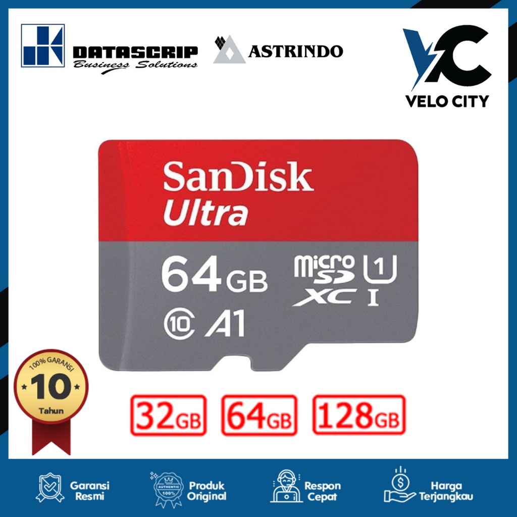 Memory Card SanDisk Ultra Micro SD Card 64GB UHS-I A1 up to 120Mbps Original Garansi 10 Tahun