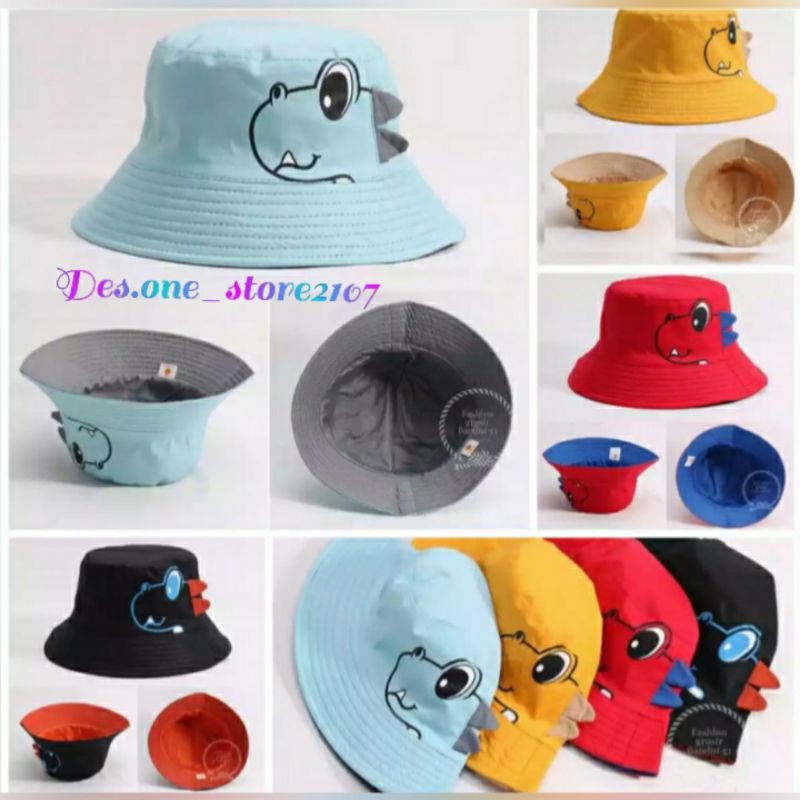 topi anak T-REk topi model Bucket Dinosaurus