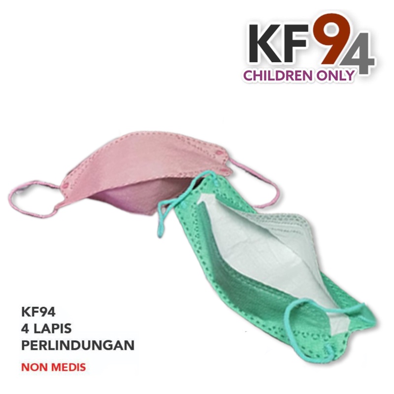 Masker Anak anak KF94 motif Warna Polos Mix Perempuan / Laki laki Premium Perpack isi 10pcs masker kf 94 isi 10 4ply