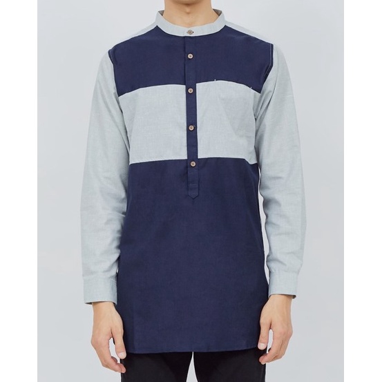Kemeja Koko Kurta M231 Warna Abu-abu Navy