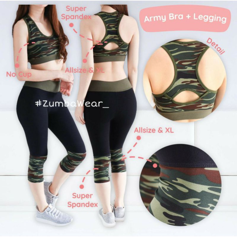 Army Set Legging / BAJU SENAM IMPORT / BAJU ZUMBA IMPORT MURAH