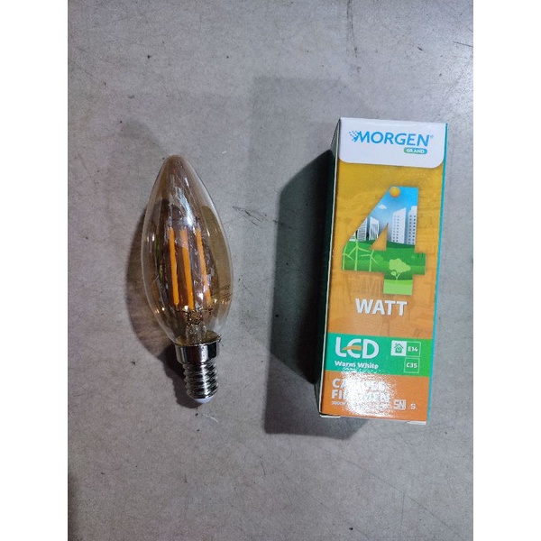 morgen lampu led candle filamen edison e14 4w 4 watt kuning warm white