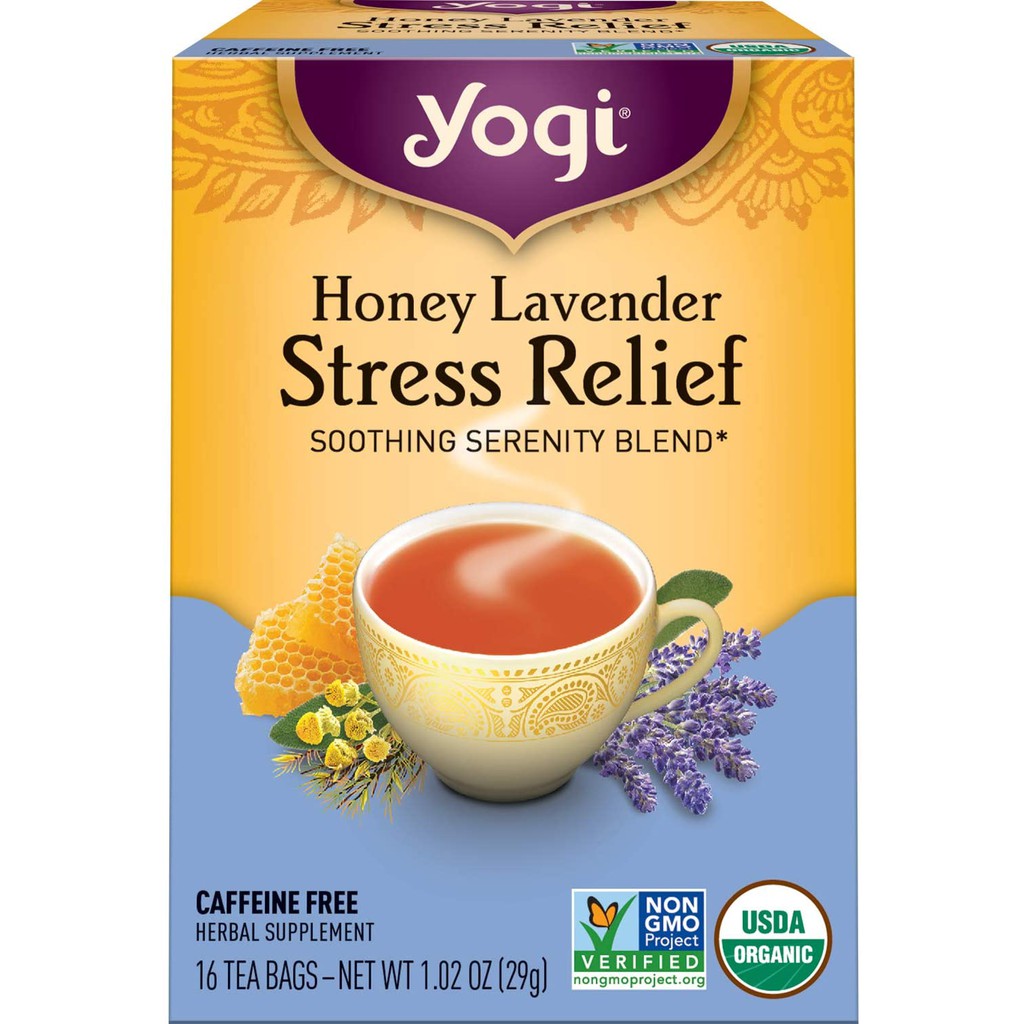 

Yogi Tea, Organic, Honey Lavender Stress Relief, Caffeine Free, 16 Tea Bags