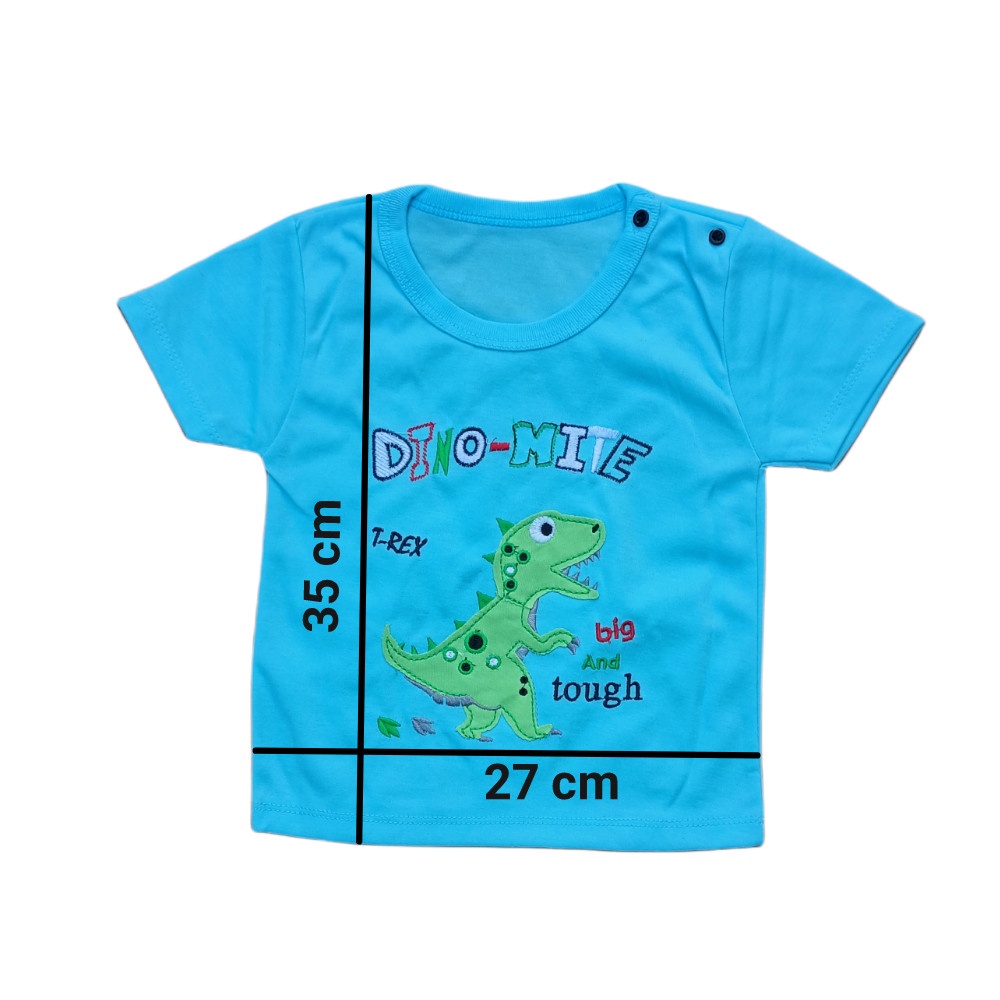 Setelan Pendek Baju Bayi Laki-laki size 0-6 Bulan MOTIF DINO BORDIR