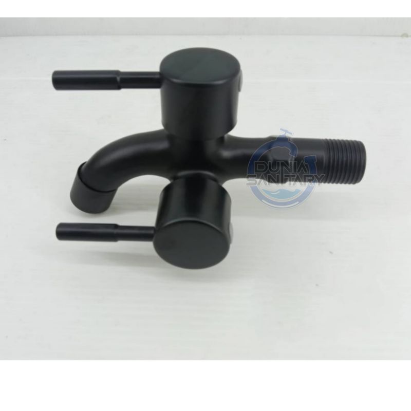 Kran cabang Black Hitam stainless SUS 304 keran shower dobel