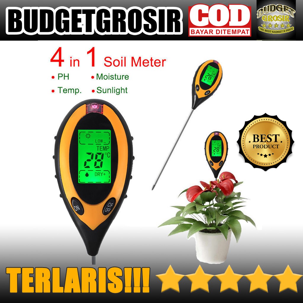 Alat Pengukur 4 in 1 Temperature &amp; Kelembaban Tanah Soil Moist PH Analyzer - TPH01803--YIERYI