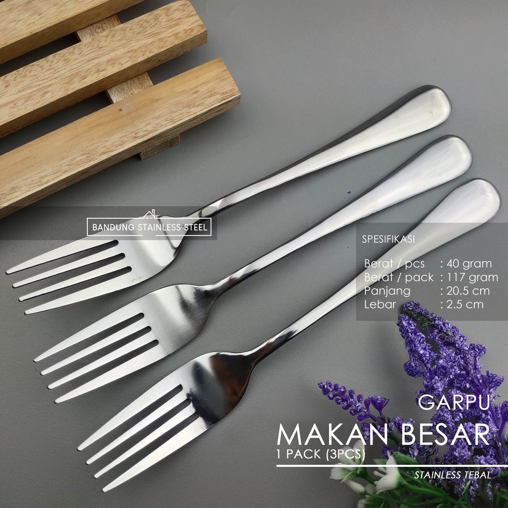 3 pcs sendok garpu makan besar standar stainless tebal hotel spoon fork