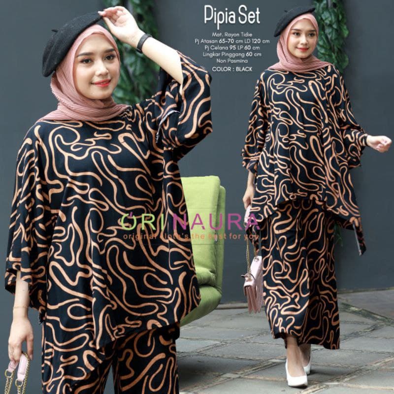 ONE SET WAKA WAKA PIPIA SET RAYON  / SETELAN RAYON / PIYAMA RAYON / SET / SETELAN WANITA KEKINIAN