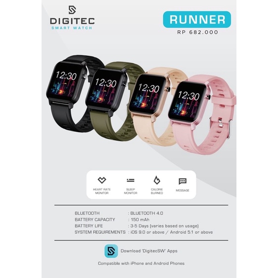 Jam Tangan Digitec Smartwatch Runner