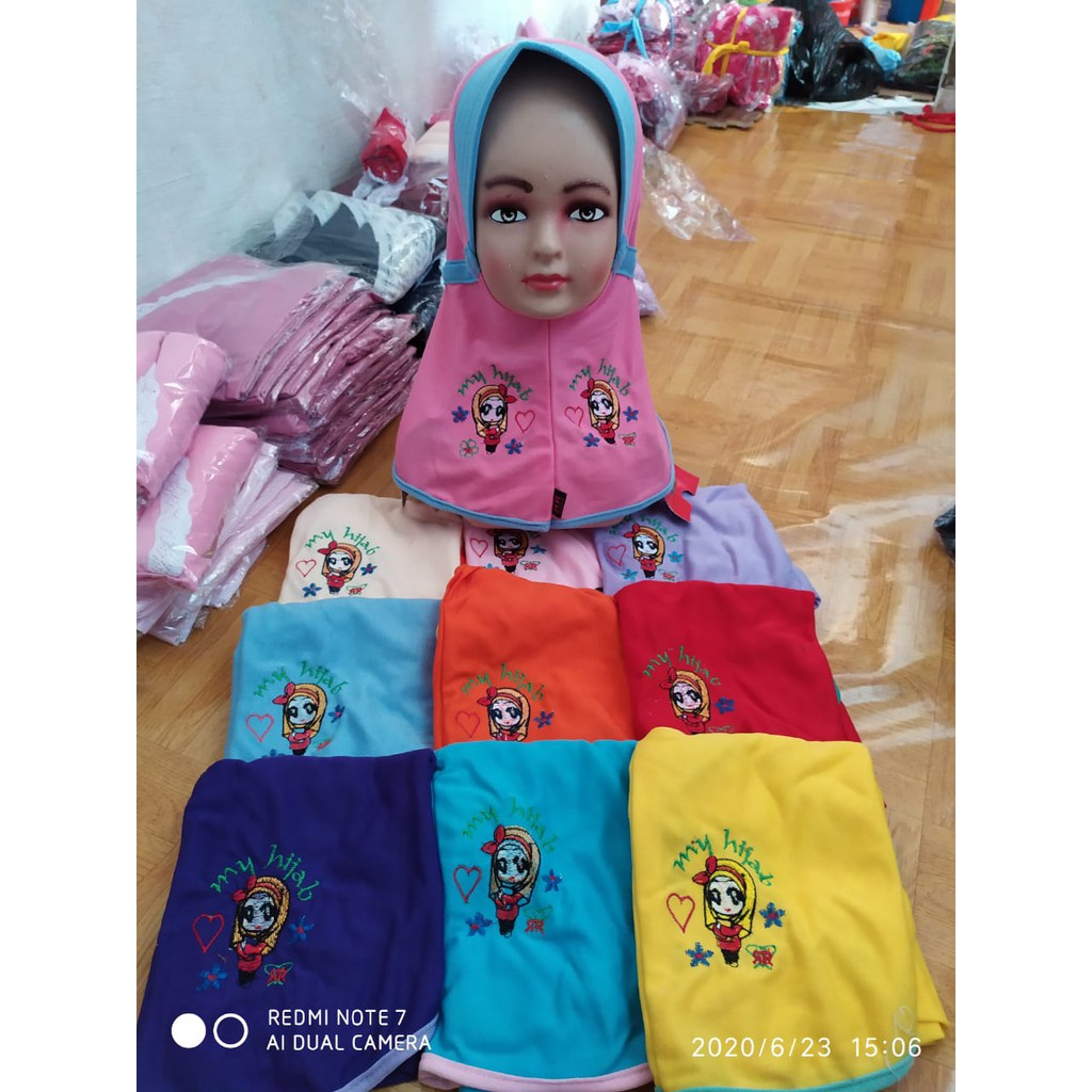 jilbab / anak / bayi / hijab /allsize 0-2 tahun/ KAOS BORDIL SBK / STOK