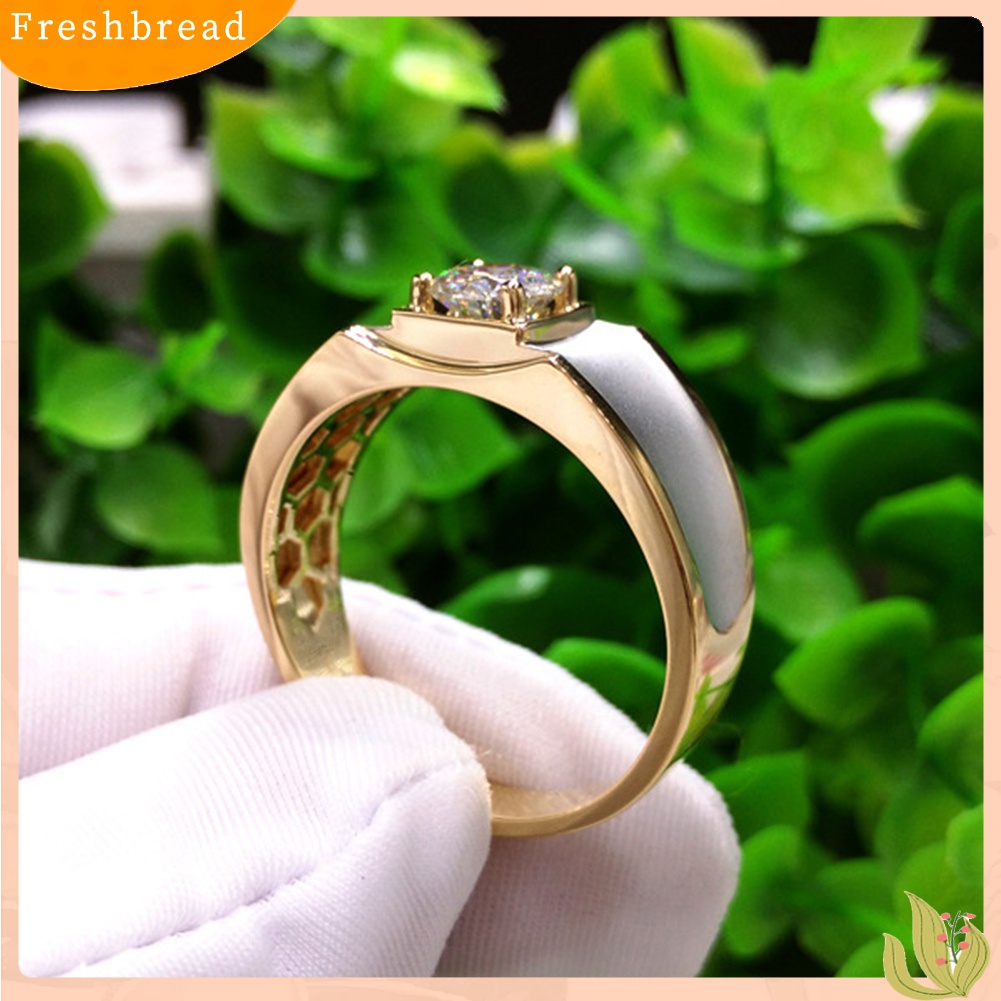 [Fresh] Cincin Pria Lebar Aksen Berlian Imitasi untuk Hadiah Pernikahan