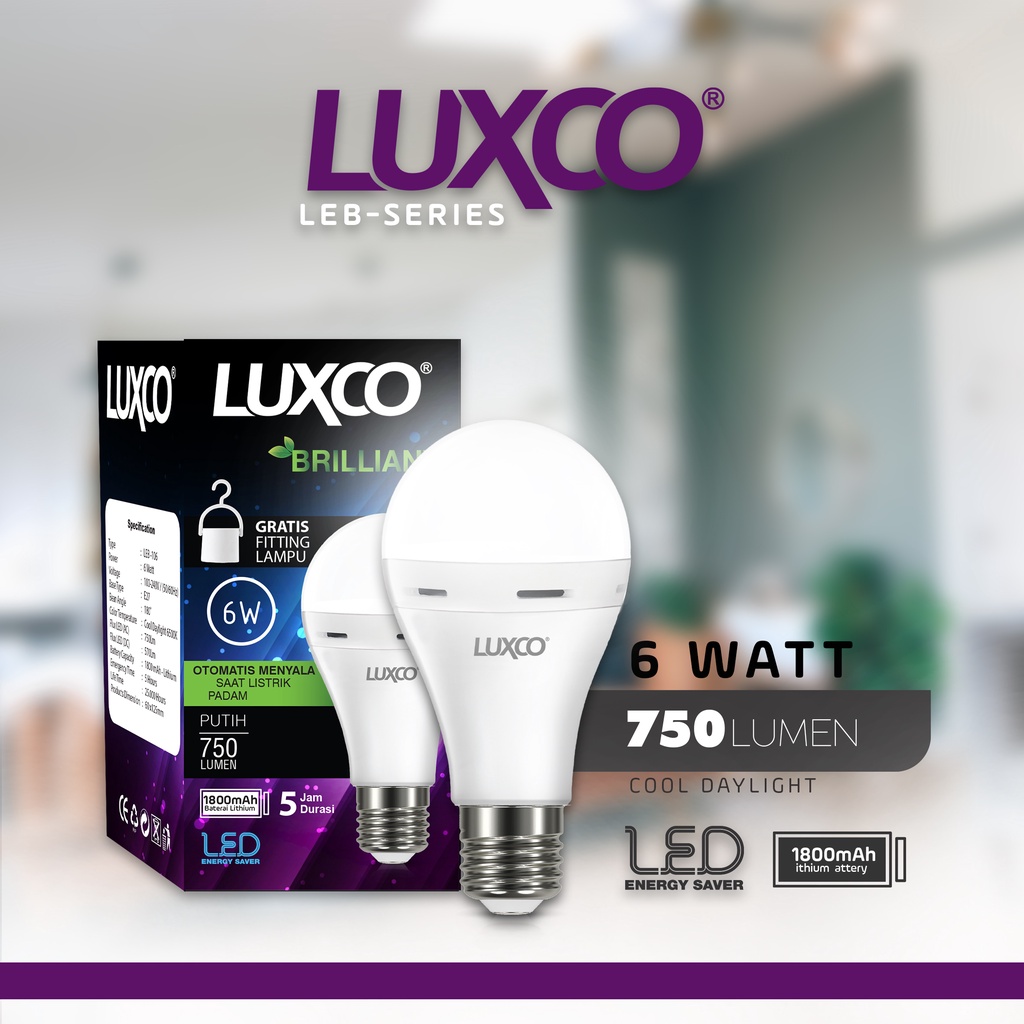 [COD] Lampu Emergency Led MERK LUXCO ORIGINAL IMPORT BER SNI ! Magic AC/DC Nyala Saat Mati Lampu 6w, 8w, 10w, 12w, 15w FREE ONGKIR