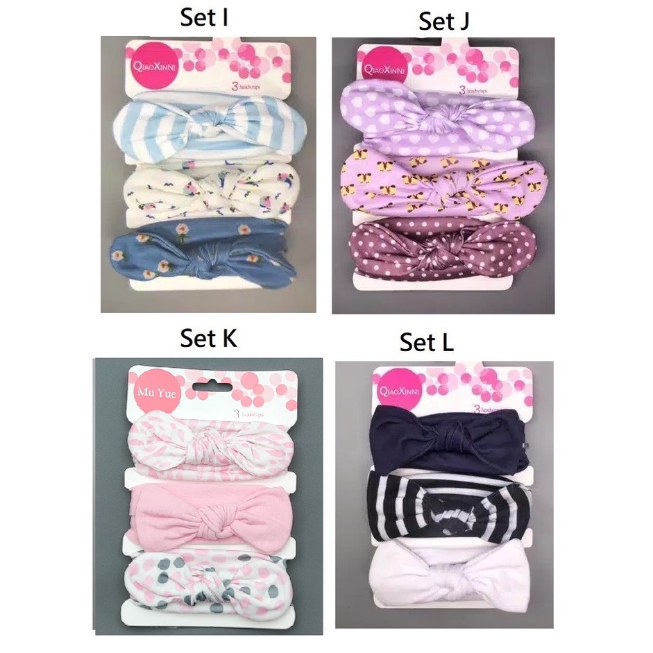 D36 (1 set 3 pcs) Satu set bandana bayi / headband anak  kain