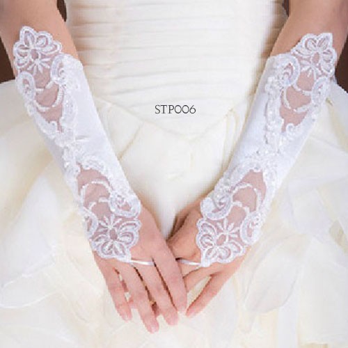 [READY STOCK] GLOVES PESTA WEDDING FINGERLESS BROKAT PUTIH STP006