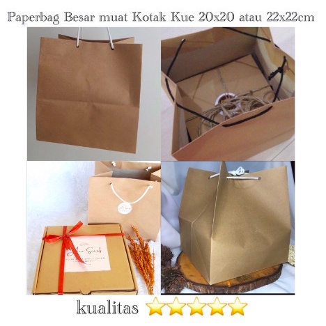 

Paperbag Tebal mewah muat kotak kue 22x22cm atau kotak 20x20cm