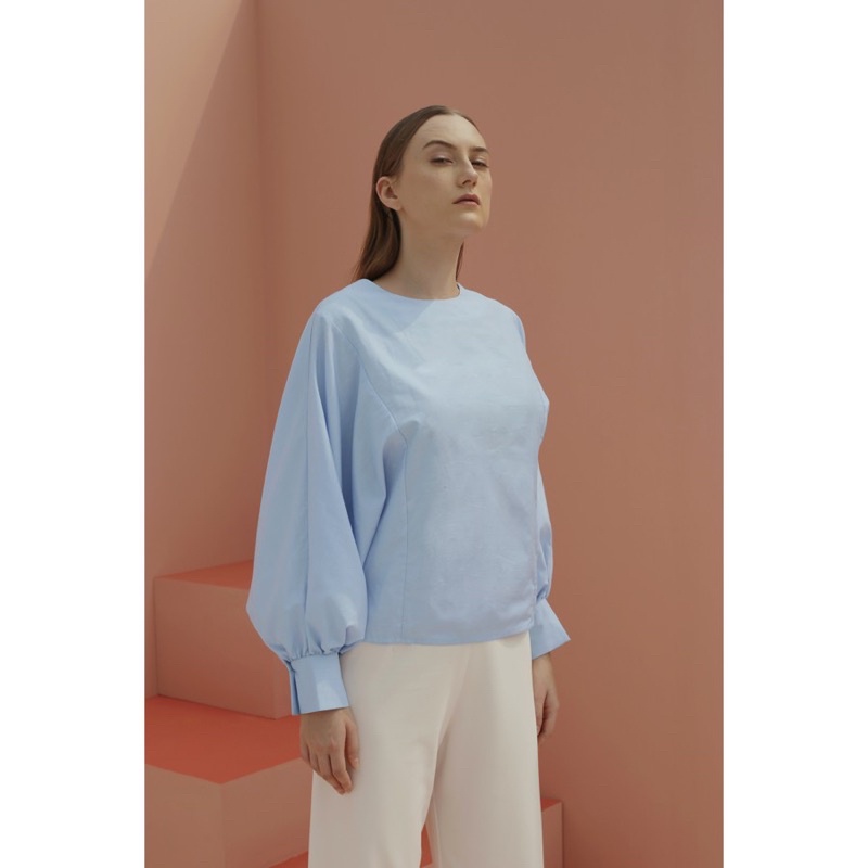 Buttonscarves x Benang Jarum Blue Rana Blouse