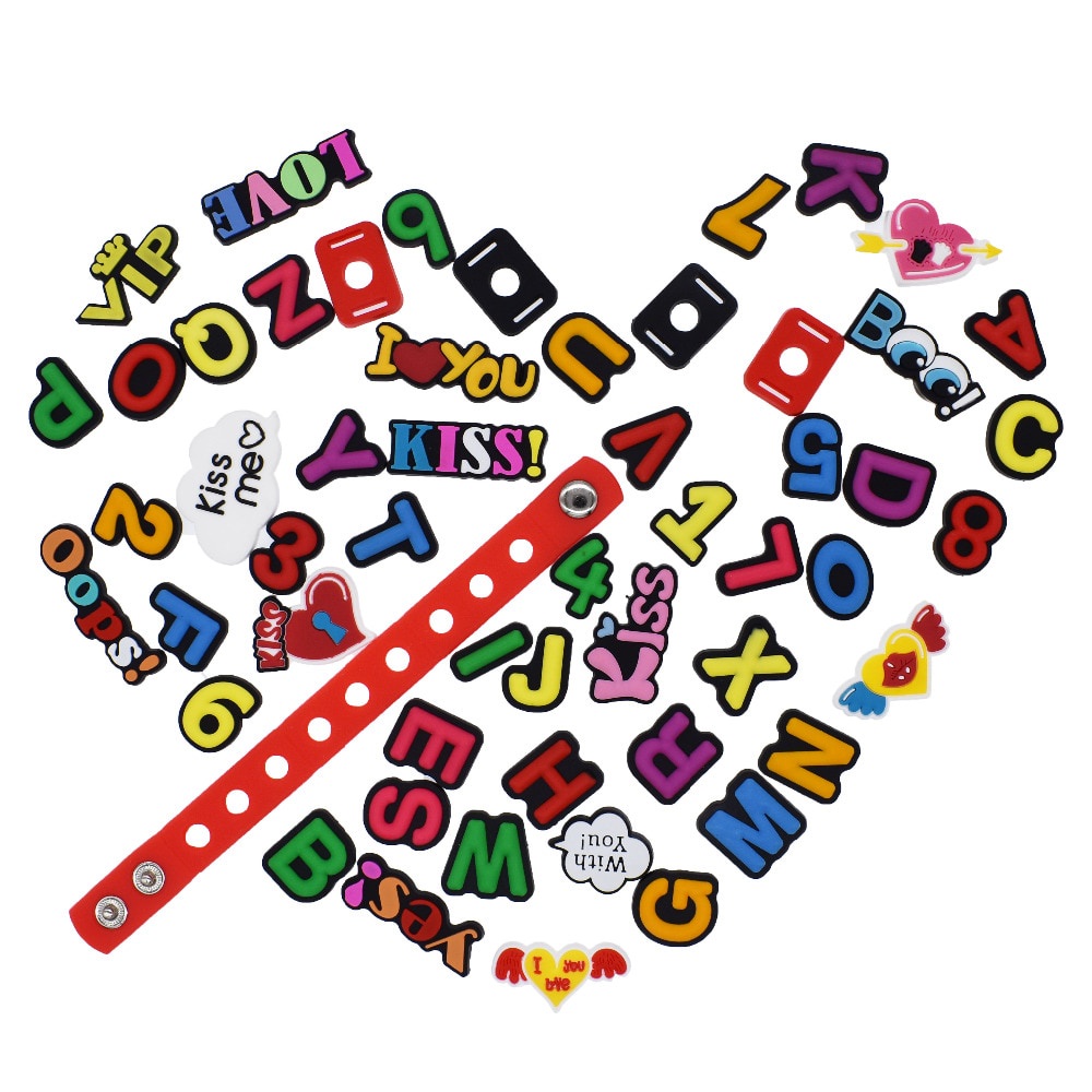 Charm Motif Lucu Baru PVC Aksesoris Jibbitz Huruf Alphabet Gesper Sepatu Pin Lubang Karakter Unik Terbaru Viral