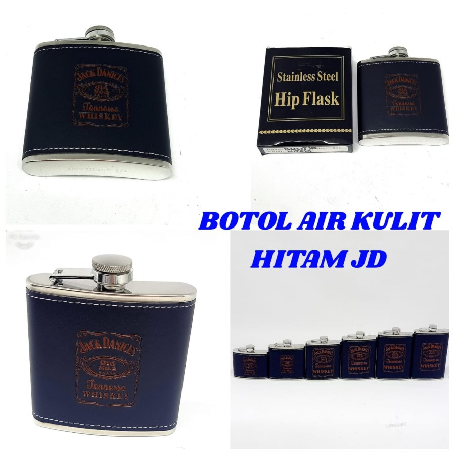 Botol Minum WINE/Whiskey Jack Daniels ukrn 5 -10 OZ HITAM - 5 Oz