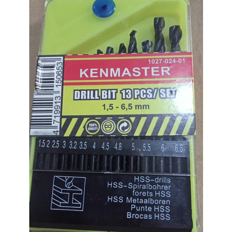 Mata Bor Besi Set isi 13 pcs Kenmaster/Mata bor besi set/Drill bit