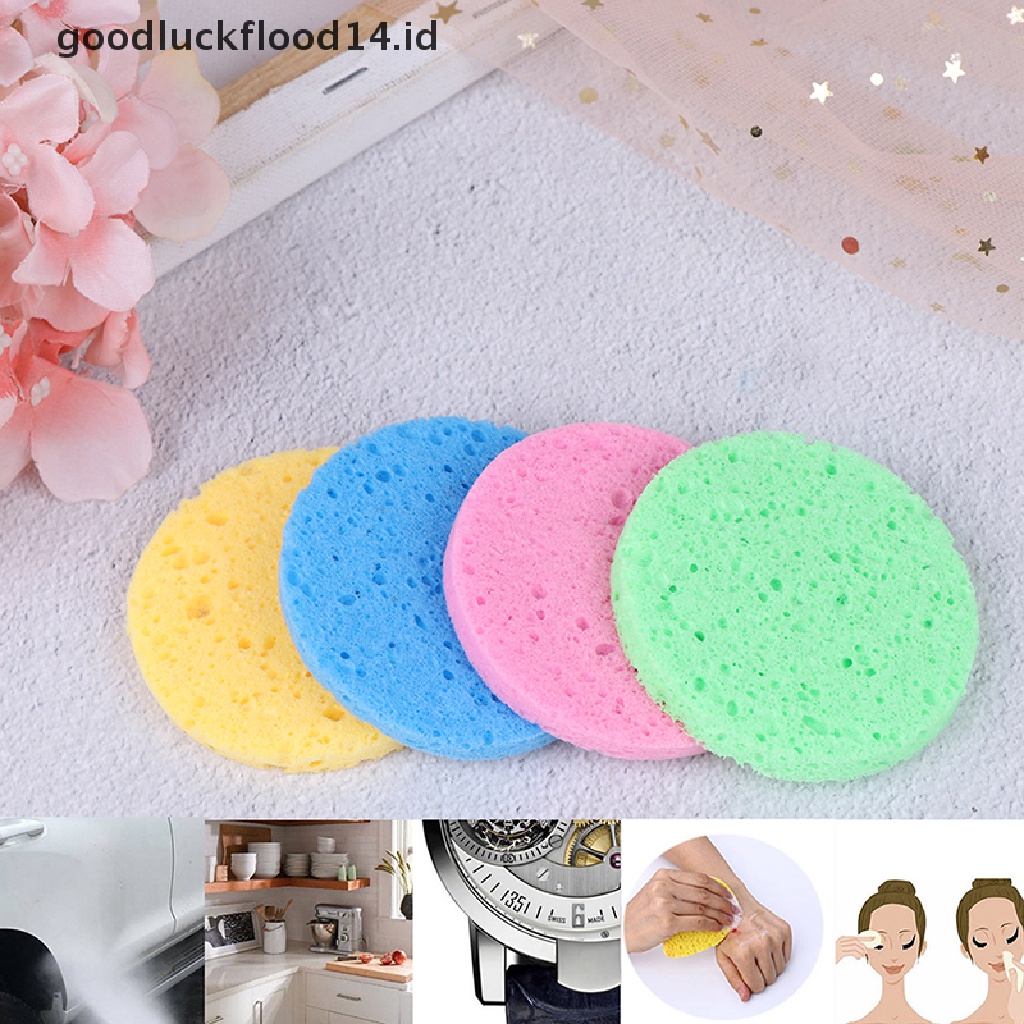 [OOID] 5X Soft Puff Natural Wood Fiber Face Wash Cleansing Sponge Beauty Makeup Pads ID